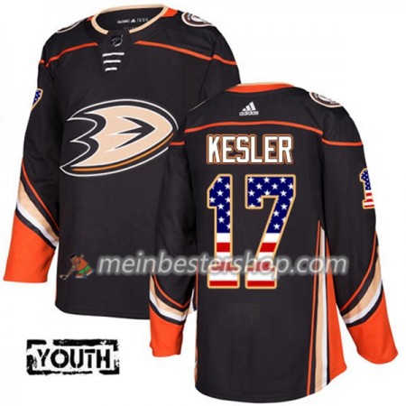 Anaheim Ducks Ryan Kesler 17 Adidas 2017-2018 Schwarz USA Flag Fashion Trikot Authentic - Kinder